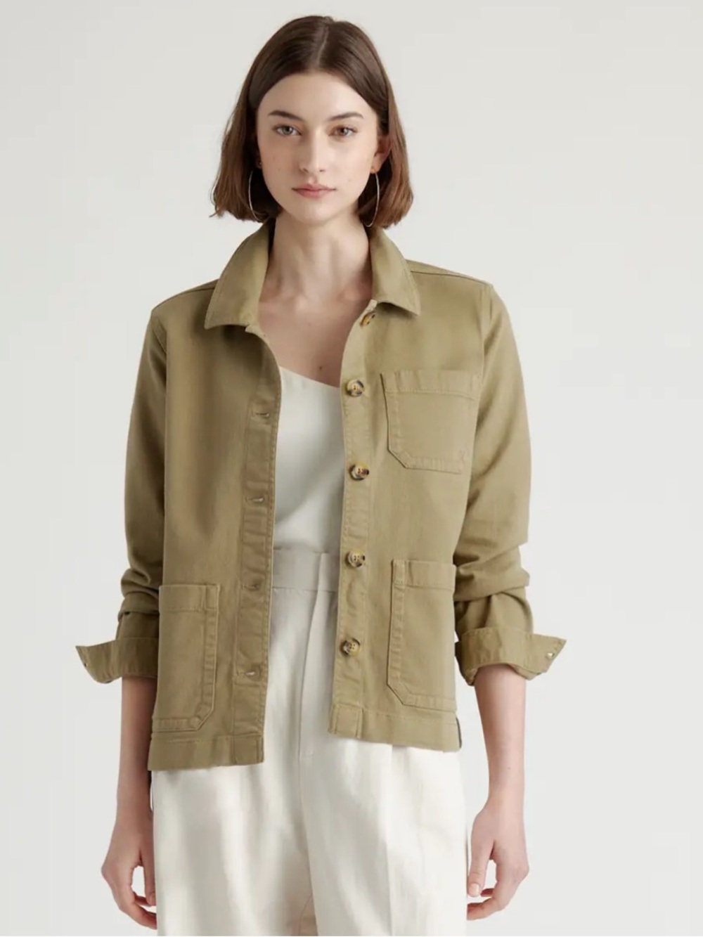 Quince NWT Organic Comfort Stretch Chore Jacket Olive M